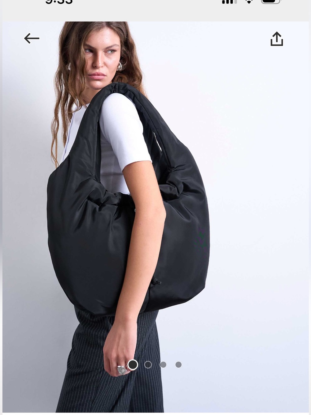 ASOS Top Shop Black nylon Shoulder Hobo Bag with drawstring